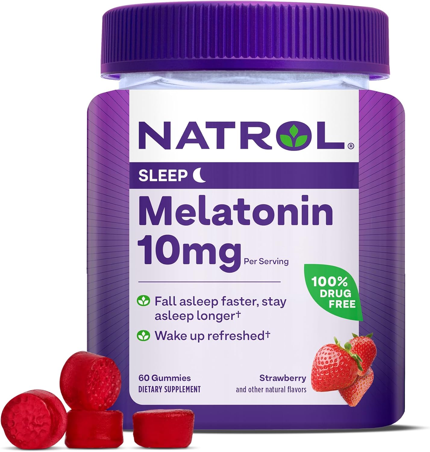 Natrol Melatonin 10mg, Sleep Support, Gummies Strawberry 60