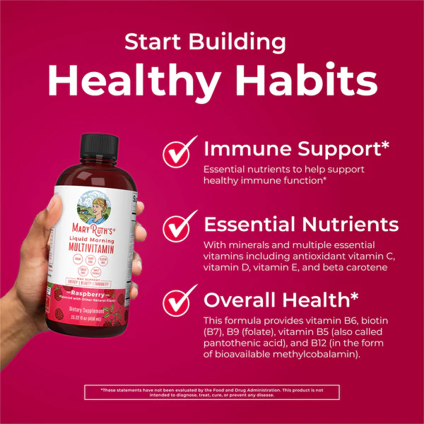 MaryRuth's Liquid Morning Multivitamin, Raspberry, 650ml - Imagen 3