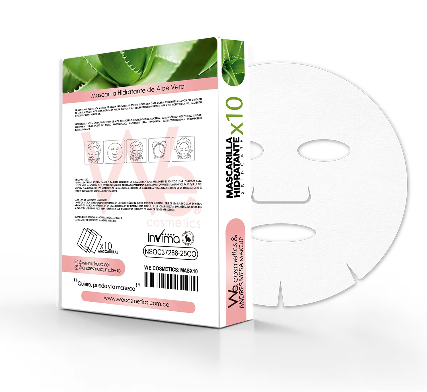 WE Mascarillas Hidratantes - We cosmetics ft Andres Mesa colab - Aloe vera - Imagen 4