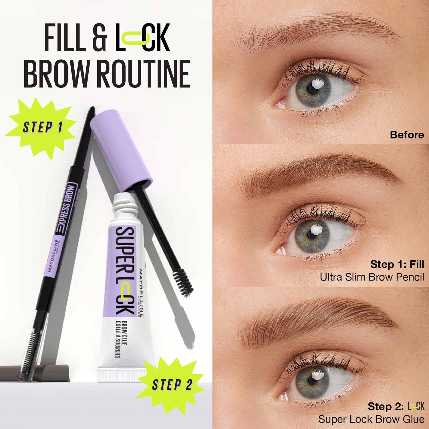 MAYBELLINE Super Lock™ Brow Glue Clear & Tinted Eyebrow Gel - Imagen 2